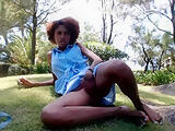 Camgirl plays in the park