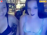 2 brunette stickam girls tease naked on cam and one masturbates her trimmed pussy with a dildo