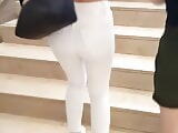 hot teen girl with tight white pants on the stairs