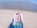 Sunblock Massage on a Pigtail Cute Girl on Beach