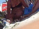 Mature bikini, nipple slip at beach, nice big tits